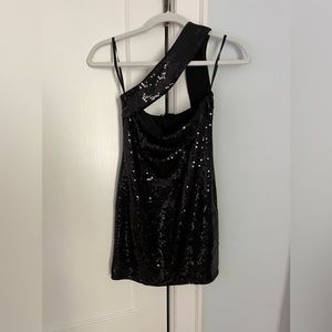 h:ours Black Sequin Mini Dress